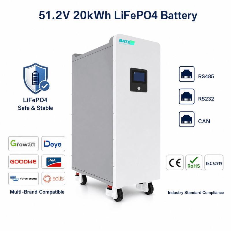 20kW 400Ah 51.2V फ्लोर-स्टैंडिंग LiFePO4 बैटरी - 1